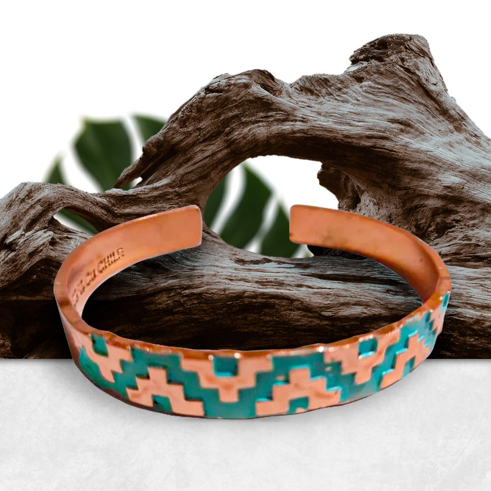 Pulsera de cobre  diseño mapuche
